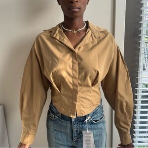 Women's Button Down Shirt in Tan